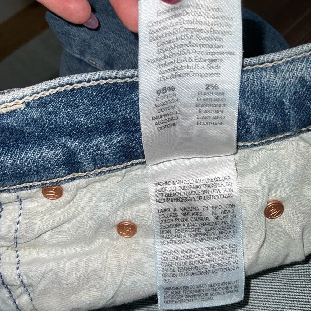 MOTHER High Waisted Rider Blue Distressed Ankle Jeans - Picture 4 of 8